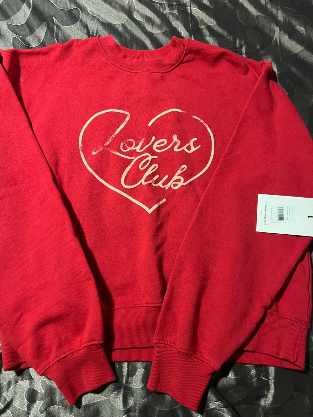 NWT Spiritual Gangster Red 'Lovers Club' Heart Crewneck Oversized Sweatshirt MED
